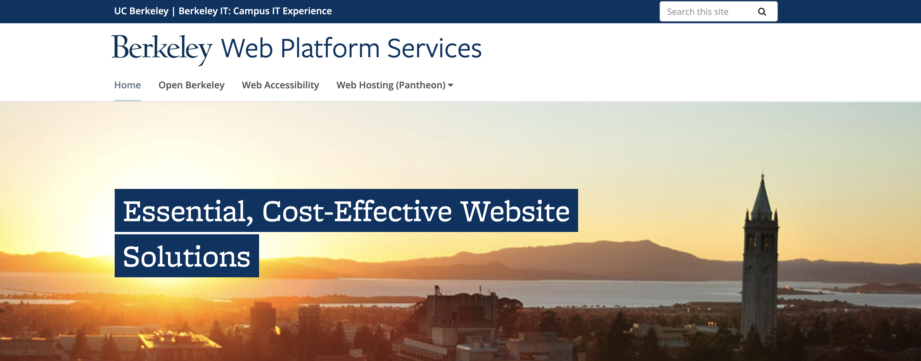 Screenshot of a Hero widget on the Web Platform Services homepage