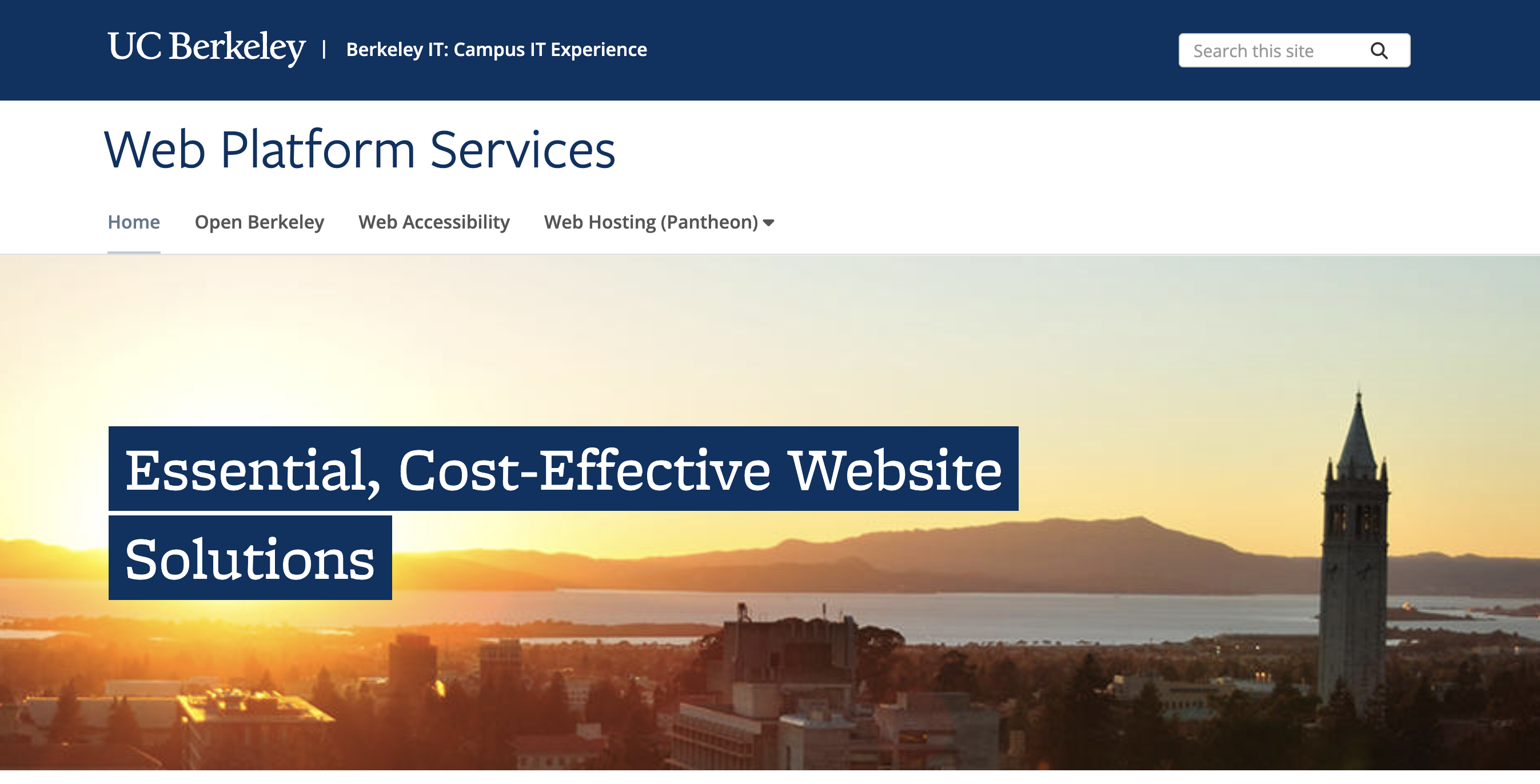 Screenshot of a Hero widget on the Web Platform Services homepage