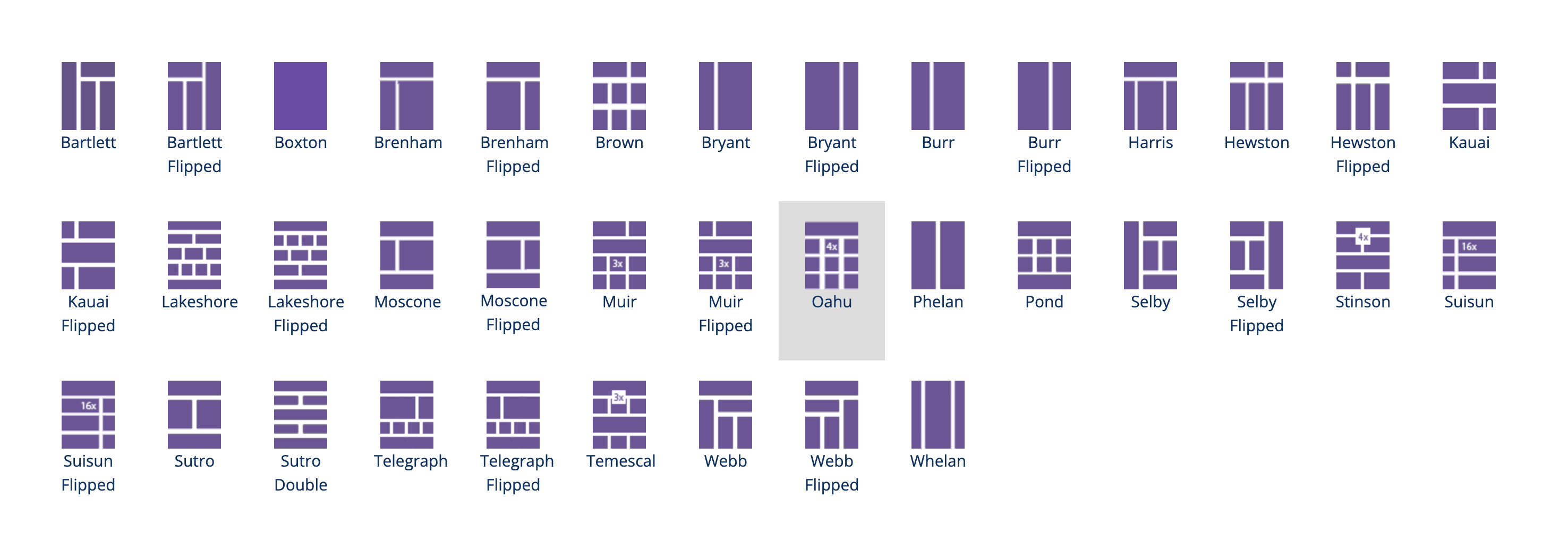 Screenshot of layout modal screen to show layout options