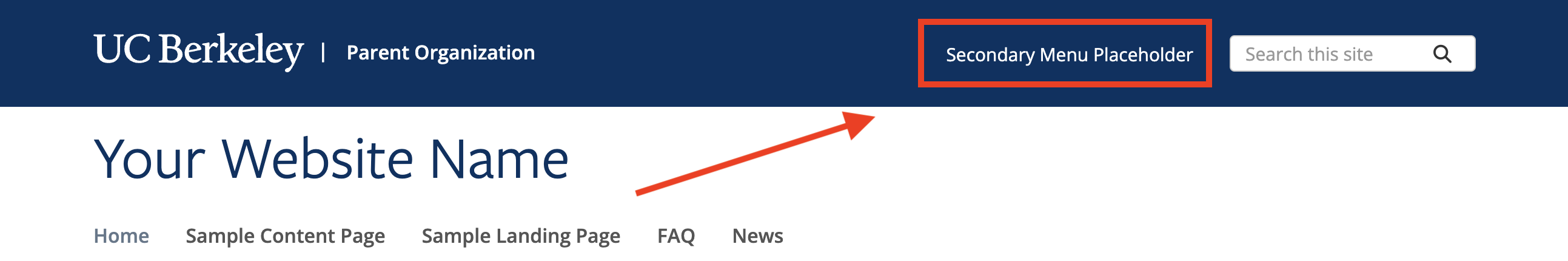 Screenshot of a highlighted secondary menu on a typical Open Berkeley site