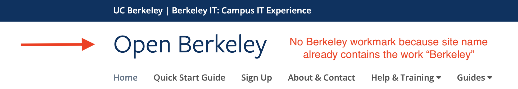 Screenshot of an Open Berkeley banner region with the site name and no Berkeley wordmark