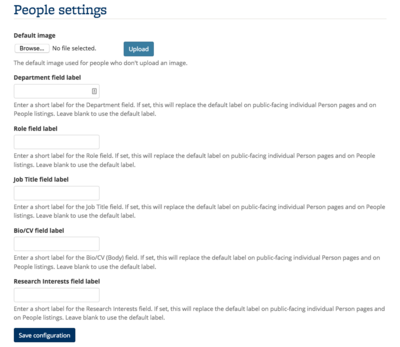 Screenshot showing People settings page